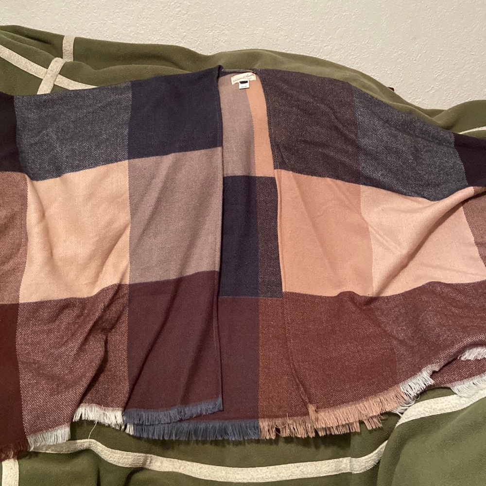 Brown plaid shawl